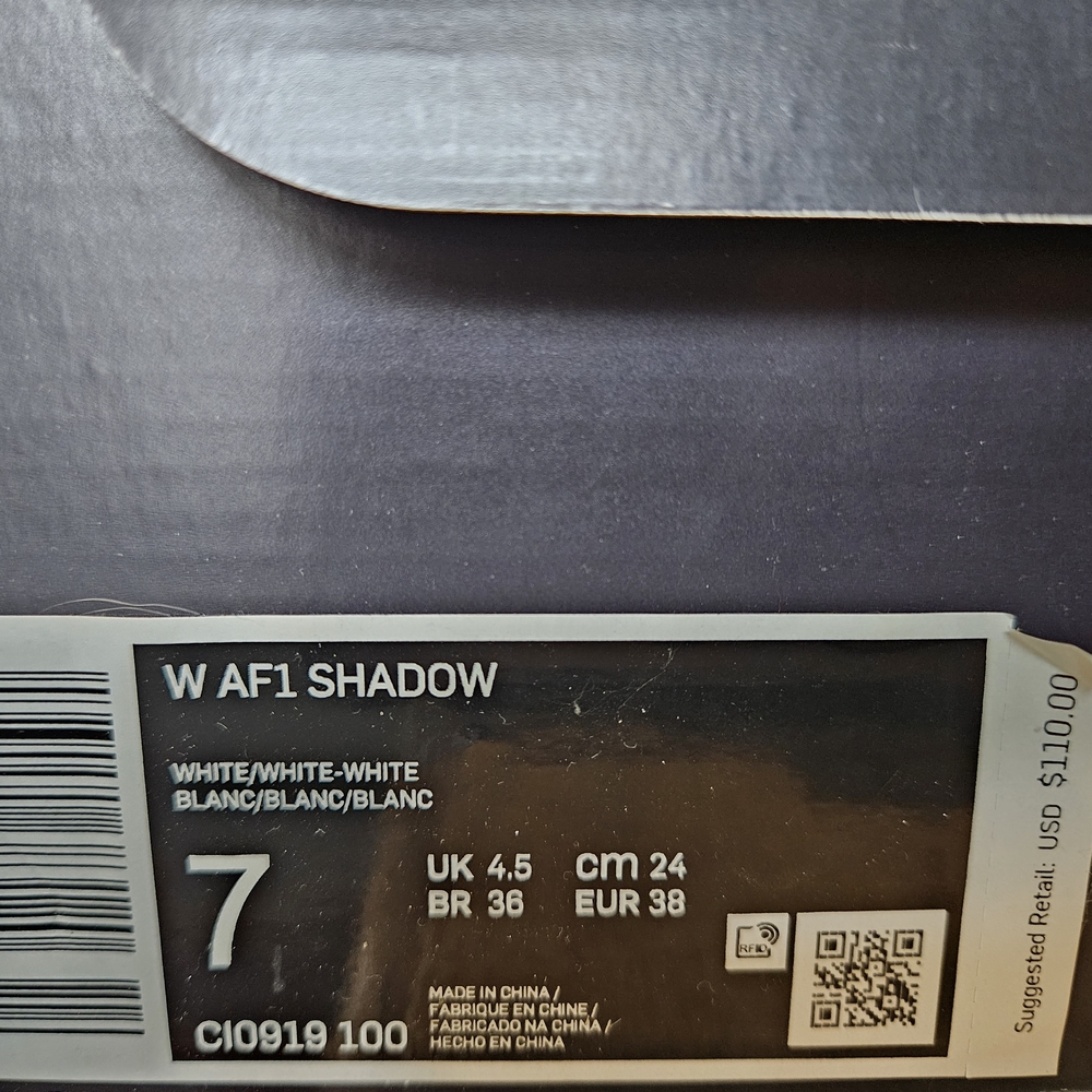 Nike White AF1 Shadow Sneakers - Picture 6 of 6